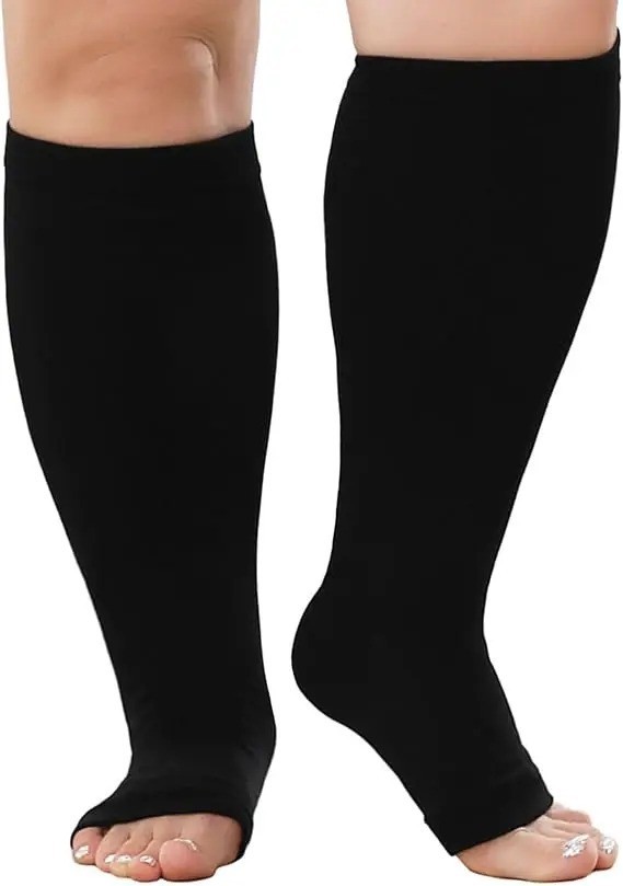 1Pair 2XL-7XL Plus Size Compression Socks Open Toe Compression Women& Men