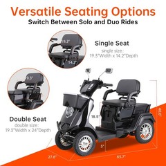 Multi Seat Heavy Duty Mobility Scooters 36 Miles 3-Speed 1000W 500lbs Capacity