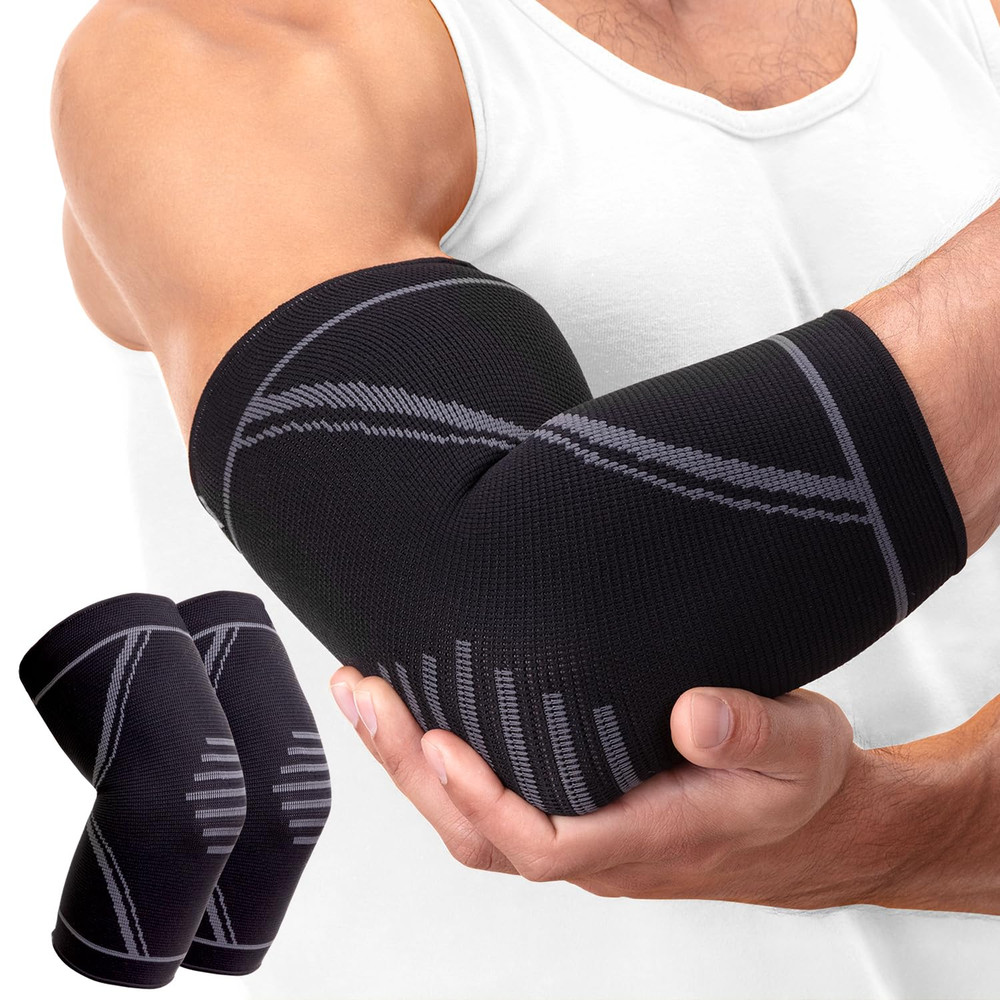 Elbow Brace 2 Pack Compression Sleeves for Tendonitis Tennis Golfer Pain Relief