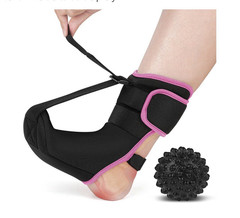 Adjustable Plantar Fasciitis Night Sock Brace Foot/Ankle Black/Pink + Ball