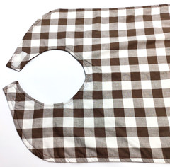 New Handmade Reversible Brown & White Plaid Adult Size Bib Special Needs Seniors