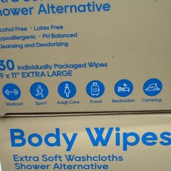 3 Body Wipes XL soft with Vitamin E Aloe Scent 9×11 | 30 Individually Packs