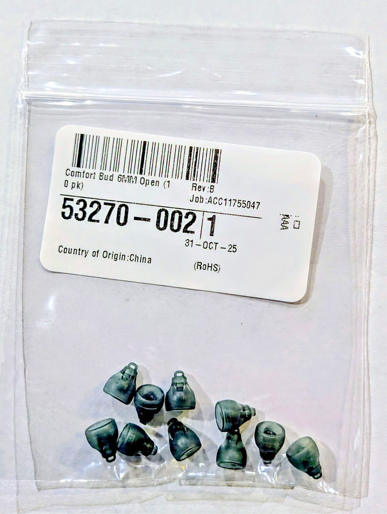 Genuine Starkey Comfort Bud Domes 6mm Open 10 Pack Sealed 53270-002 OEM