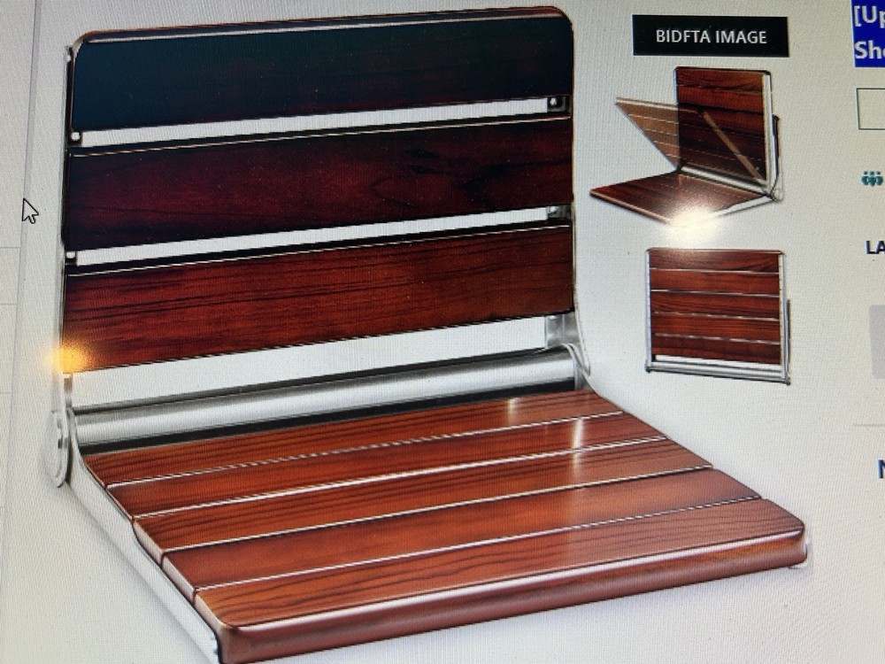 20″ ADA Folding Teak Shower Seat: Wall Mounted, 400lb Max, Upgraded Bench Stool