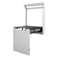 Wall Mounted Folding Shower Bench Aluminum Alloy Silver Rectangular