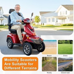 Heavy Duty 4-Wheel Mobility Scooters for Seniors 37 Miles 3-Speeds 500W 500lbs