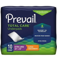 Prevail Total Care Underpad Heavy Absorbency Size XL 30X30″ 10 ct
