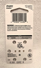 Energizer Hearing Aid Batteries. Size 10 – 6 ct. Yellow. Lot of 3 packs. * NEW *