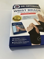 DR. ARTHRITIS COPPER LINED WRIST BRACE & HANDBOOK 1 SIZE LEFT OR RIGHT BLK