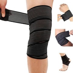 Elastic Knee Wrap Compression Bandage 70in Support Brace Sports Black