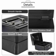 1Pc Mini Portable Iron Petty Lockable Cash Money Safe Security Box