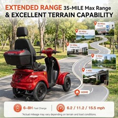 Upgraded 4 Wheel Mobility Scooters 500lbs 1000W 60V 37 Miles All Terrain