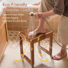 UIERS Compact 15.7″ Teak Shower Bench for Small Walk-In Shower | 500 Lbs Heavy D