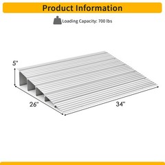 5″ Door Threshold Ramp Adjustable Ramp Non-slip Surface Aluminum Door Entry Ramp