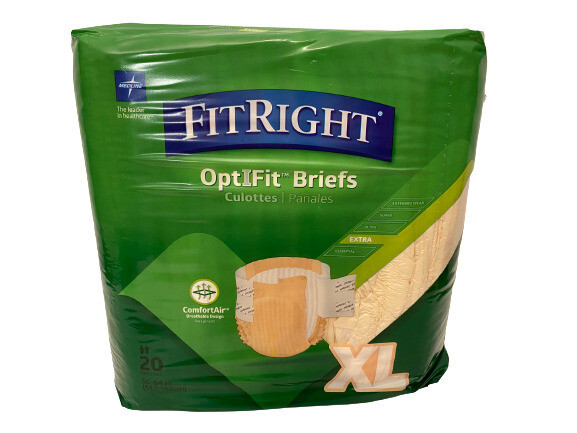 Medline Fitright Unisex Optifit Briefs Size 56″-64″ XL 20 Count Pack