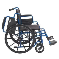 Drive Medical Wheelchair blue stripes with foldable desk arm + 20″ seat + footre