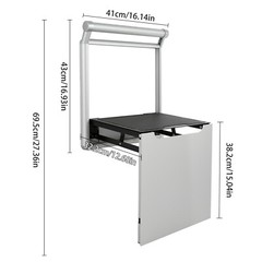 Wall Mounted Folding Shower Bench Aluminum Alloy Silver Rectangular
