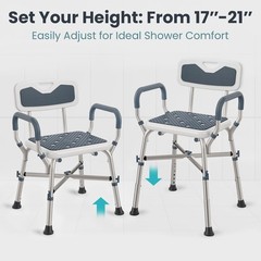 PELEGON Shower Chair for Elderly and Disabled 450lb Dark Blue, Blue