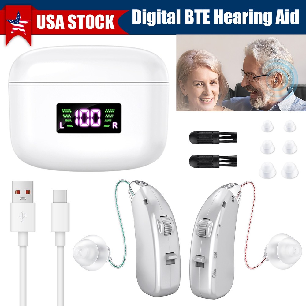 Rechargeable Digital Hearing Aid Invisible BTE Sound Amplifier for Hearing Loss