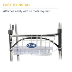 Drive Medical Walker Basket with Plastic Insert Tray and Cup Holder, Aluminum