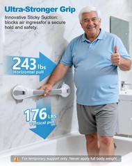 Grab Bars for Shower, 16.7″ Shower Grab Bars for Seniors, Heavy Duty Suction Cup