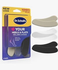 Dr. Scholl’s Heel Liner Cushions 3 Pairs Removable Self-Adhesive 6-10