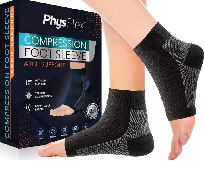 Physflex Compression Foot Sleeve Arch Support Size Large