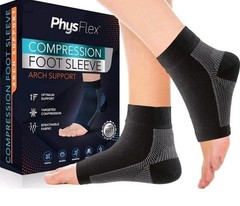 Physflex Compression Foot Sleeve Arch Support Size Large