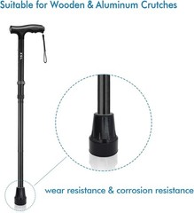 Durable 7/8 Inch Cane Tips – Metal Reinforced Skid-Resistant Rubber, Pack of 2