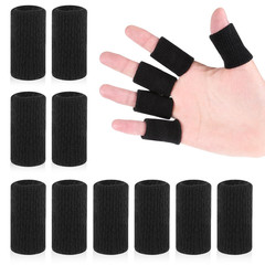 10Pcs Black Sport Finger Sleeves, Finger Sleeves Protectors, Elastic Finger S…
