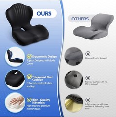 Office Chair Cushion for Tailbone & Back Pain Relief, Strong Lumbar Support Ergo