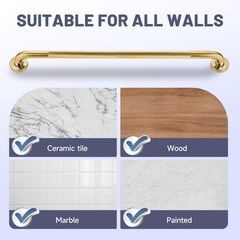 36″ Brushed Gold Grab Bars – 1.25″ Stainless Steel Safety Handrail, Anti-Slip Sh