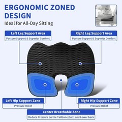 Compact Breathable Seat Cushion: U-Shape Design for Office, Car, and Gaming Use