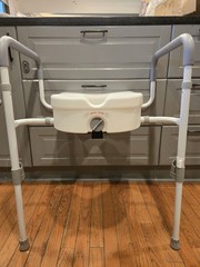 Adjustable Raised Toilet Seat With Handles. Open Box, Unused, See Description