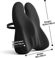 ZZ-WELL Lumbar Support Pillow for Office Chair – Memory Foam Large, Black