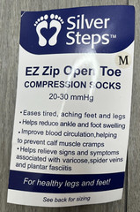 Silver Steps EZ Zip Open Toe Compression Socks 20-30mmHg, Beige Size M