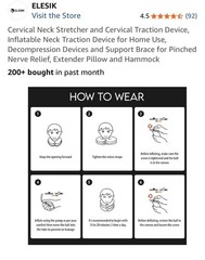 Elesik Neck Traction Device Inflatable & Adjustable Stretcher Collar NEW