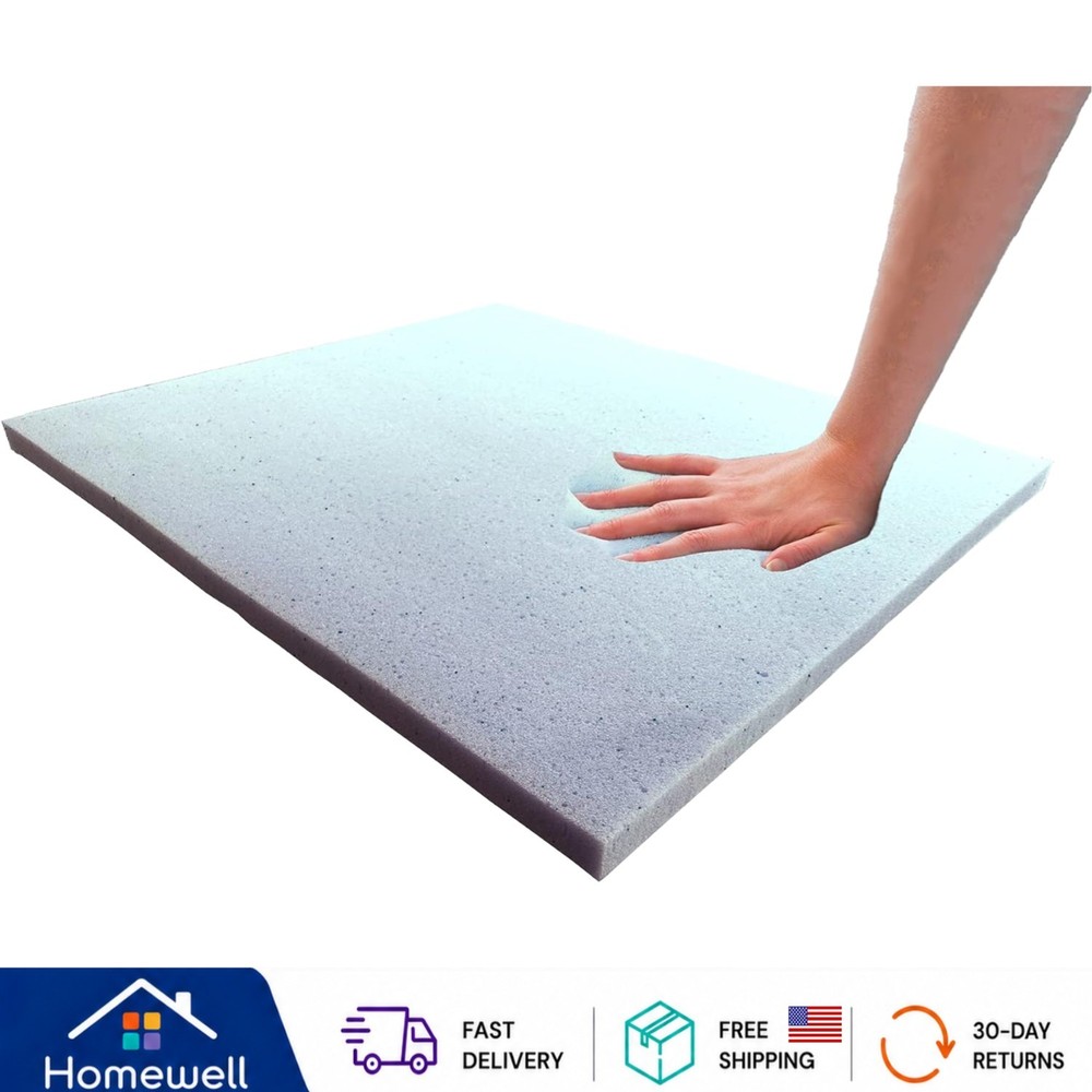 Durable Gel-Infused Memory Foam Seat Cushion 1″ x 18″ x 18″ for Dining Chairs
