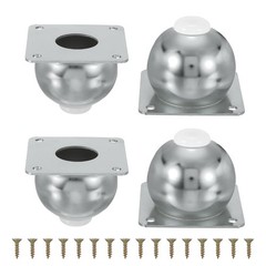 4 Pack Round Metal Furniture Legs for Dresser, Sofa, and Cabinet(2.36″, Silver)