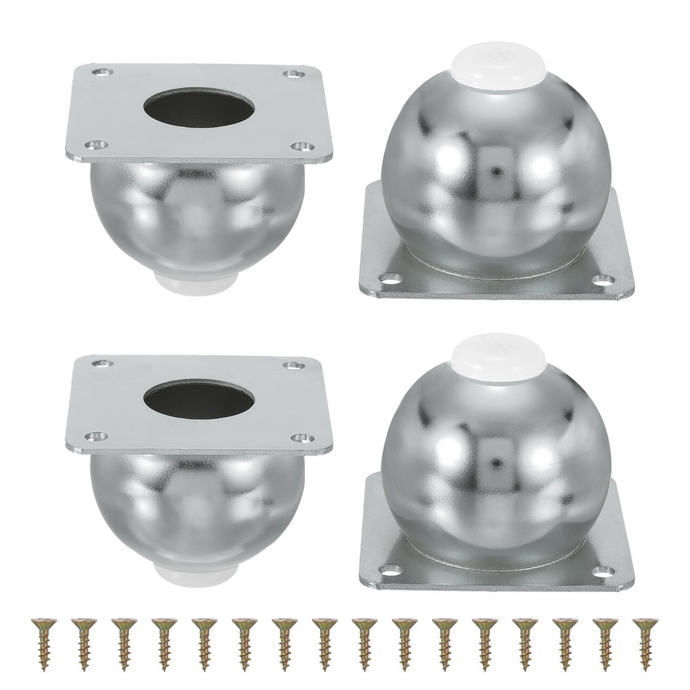 4 Pack Round Metal Furniture Legs for Dresser, Sofa, and Cabinet(2.36″, Silver)