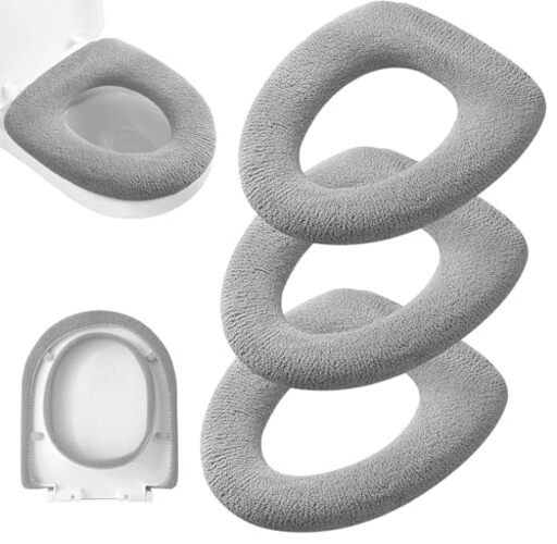 3Pcs/Pack Bathroom Soft Thicker Warmer Stretchable Washable Cloth Toilet Gray