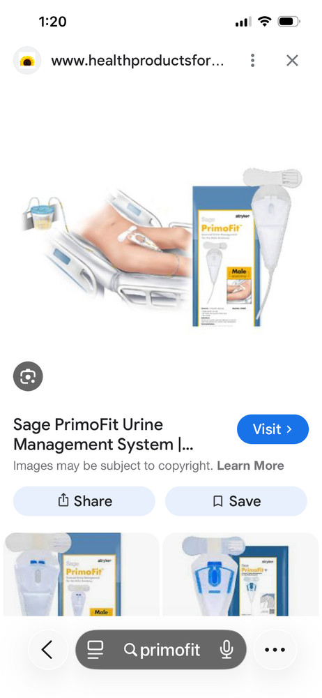 Sage Stryker 5404 Primofit External Urine Management for male catheter