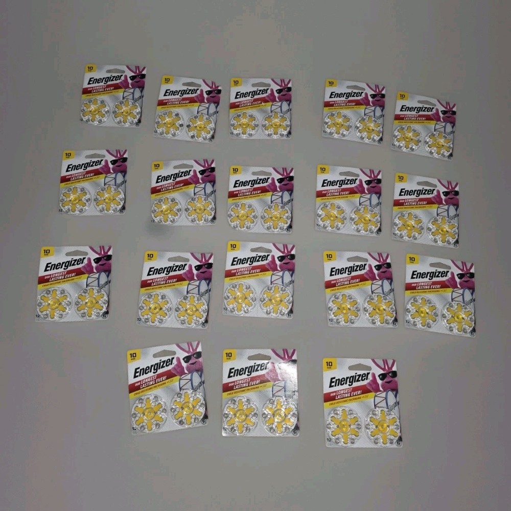 Energizer Hearing Aid Batteries 18 Packs Of 12 Each (Size 10)