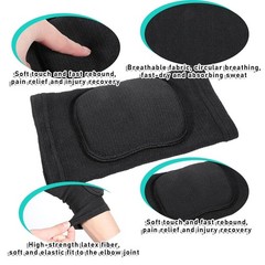 Black Tandem Volleyball Elbow Pads Soft Padded Arm Brace Support for Sports