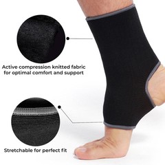 Ankle Support Sleeve – Open Heel, Light, Elastic & Breathable Knitted Fabric –