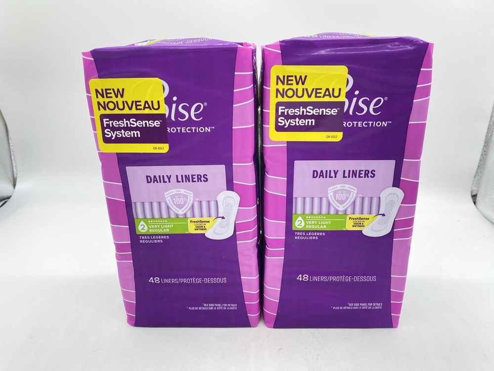 Poise Daily Liners Regular Length Very Light #2 Absorbency Lot of 2- 48 ct each