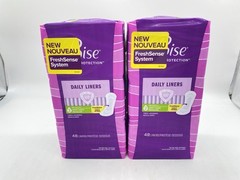 Poise Daily Liners Regular Length Very Light #2 Absorbency Lot of 2- 48 ct each