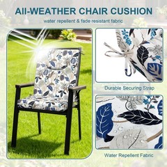 DYTXIII Outdoor High Back Chair Cushions Set of 2, 44″x20″x2.5″, Leaves Beige