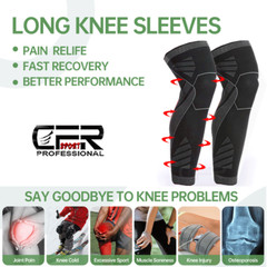 Knee Sleeve Compression Brace Support Full Leg Sport Joint Pain Arthritis Relief