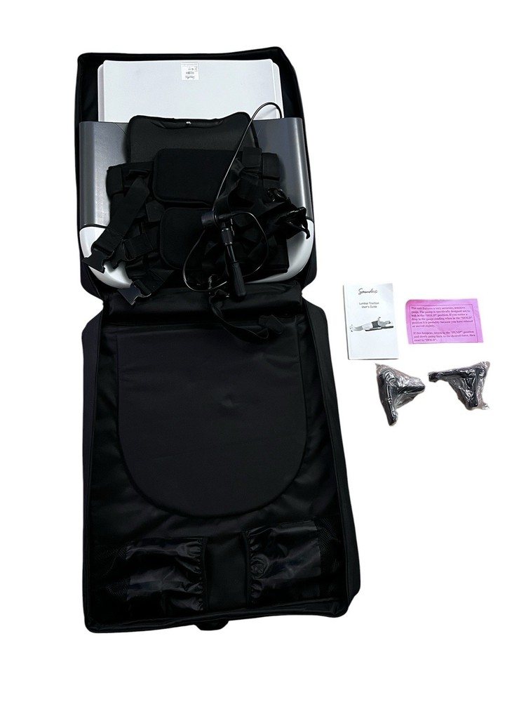 Saunder Lumbar Traction Device w/ Hand Pump & Travel Case on Wheels & Manual